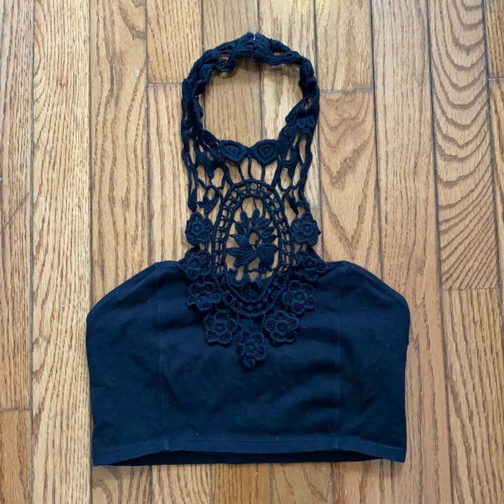 Forever 21 Black Halter Crop Top